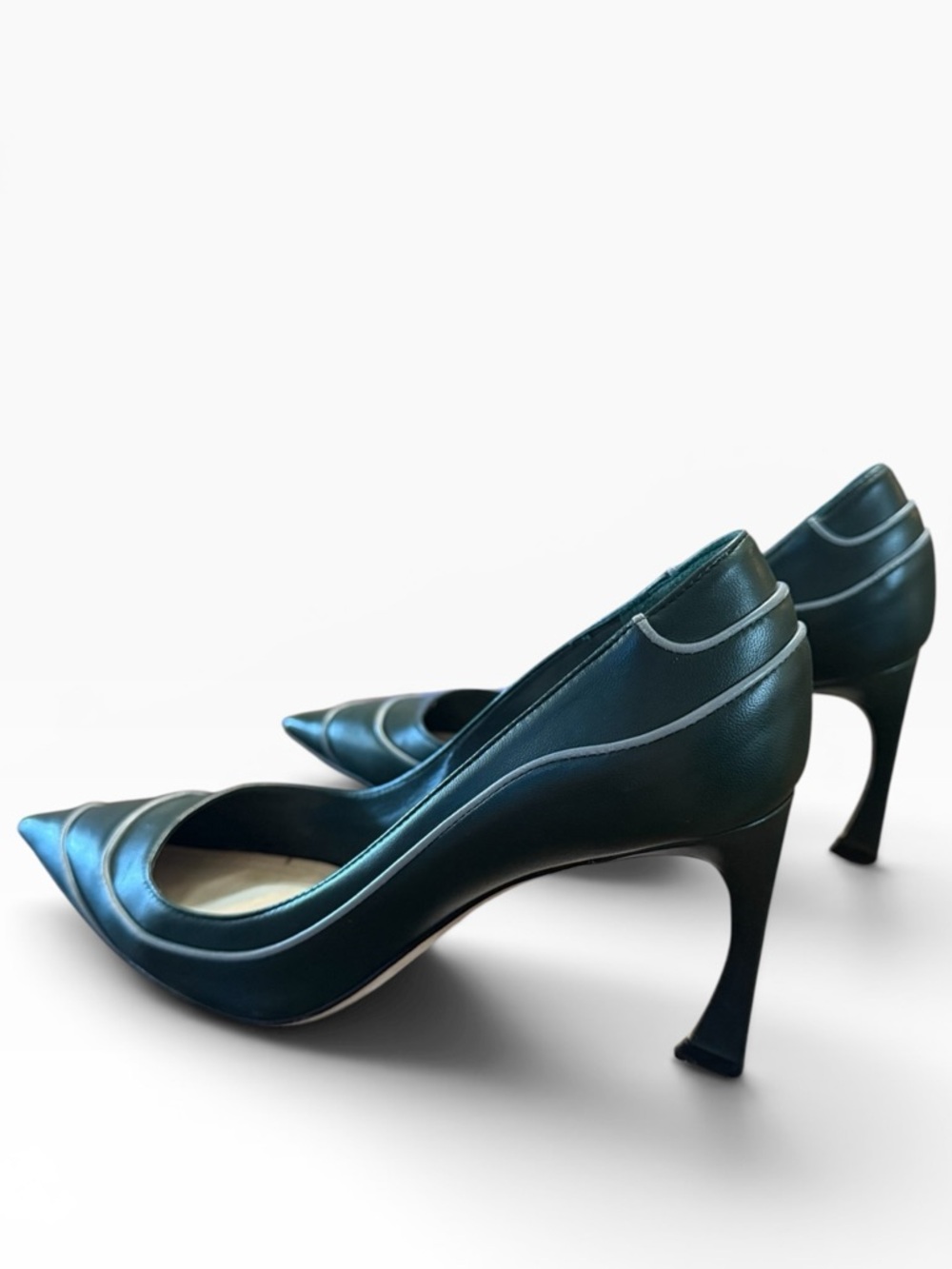 Christian Dior Chromatic  Green Leather Curved Stiletto Pumps EU 38.5 US 8.5
